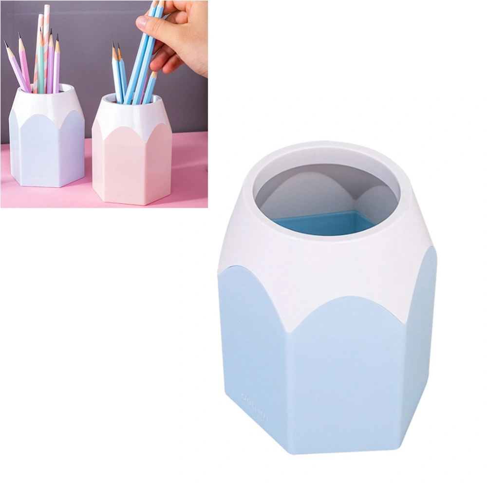 Large Pencil Pot Makeup Brush Vase Creative Pen Holder Stationery Tidy Desk Storage (Blue)