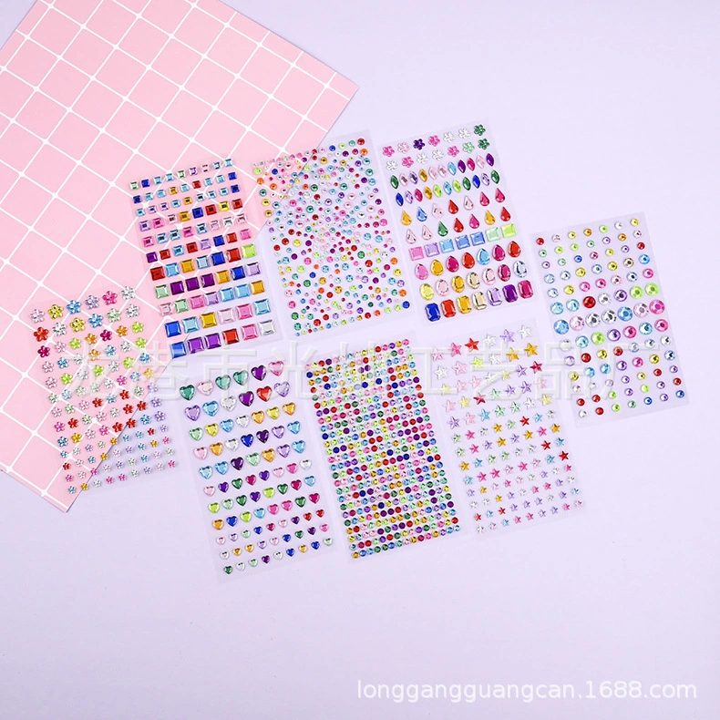 8 Sheets of Craft Stick On Gems Acrylic Crafts Adhesive Gem Sticker Craft Jewels for Makeup