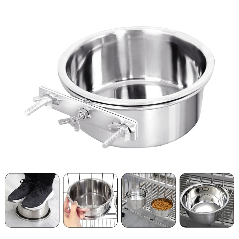 2pcs Stainless Steel Cat Bowl Hanging Puppy Bowl Household Kitten Food Bowl Cat Supply