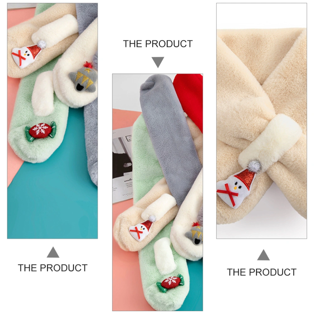 Christmas Children Cartoon Cashmere Scarf Winter Warm Cross Tie Neck Warmer