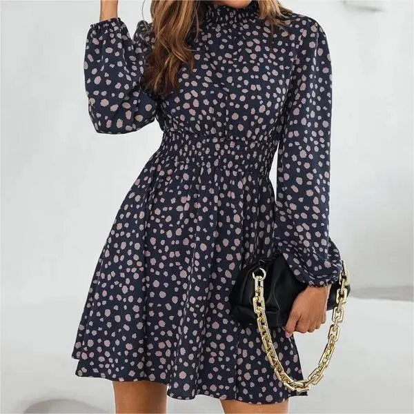 European And American Waist Slimming Printed Dress