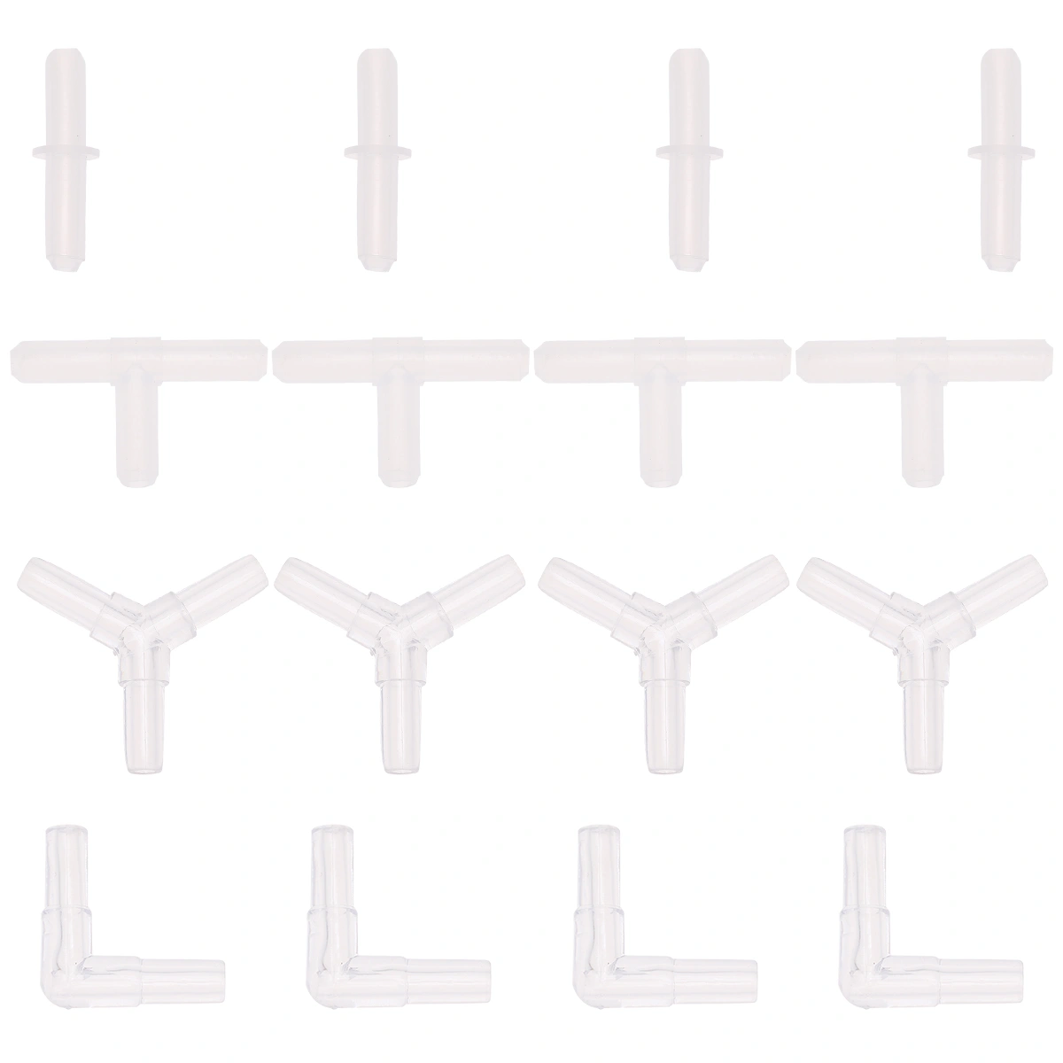 40pcs Practical Oxygen Pump Pipe Air Connector Oxygen Pipe Air Pump Fitting Accessory for Aquarium Fish Tank Home (White Three Head Pipe Straight Pipe Elbow Pipe and Crystal Three Head Pipe 10pcs for Each)