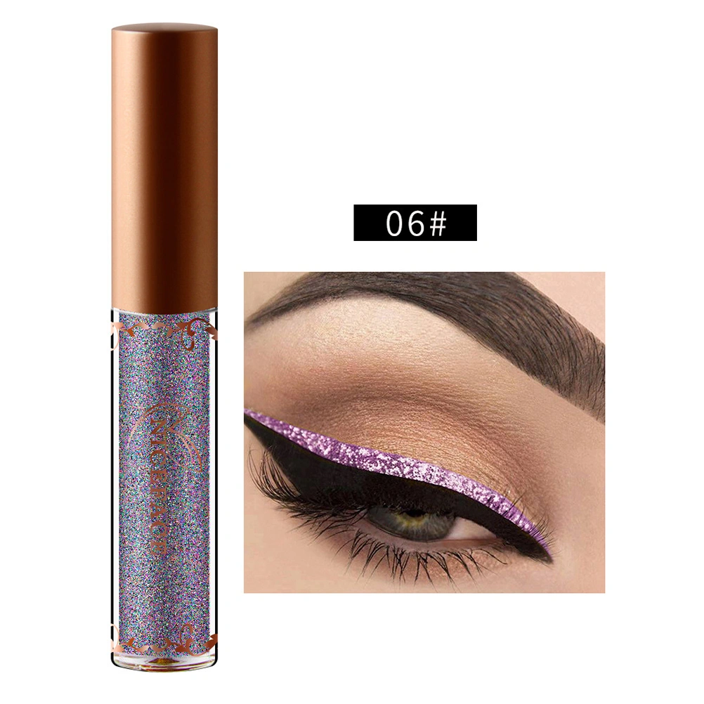 Women Metallic Liquid Eyeliner Shiny Shadow Bright Pearlescent Glitter Diamond High Liquid Eyeliner Makeup Cosmetic(6#)