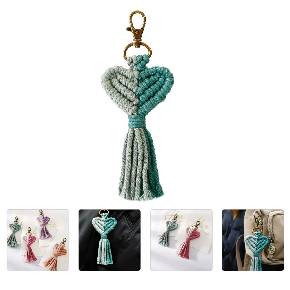 Weaving Craft Keyring Heart Shaped Keyholder Valentine's Day Tassel Decor