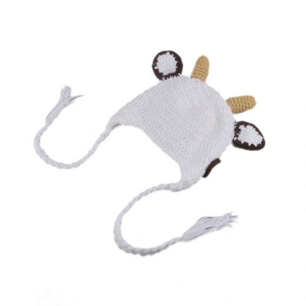 2Pcs Baby Outfit Cattle Cow Hat Diaper Outfit Newborn Photography Props for Infant Baby（White, Coffee and Khaki）