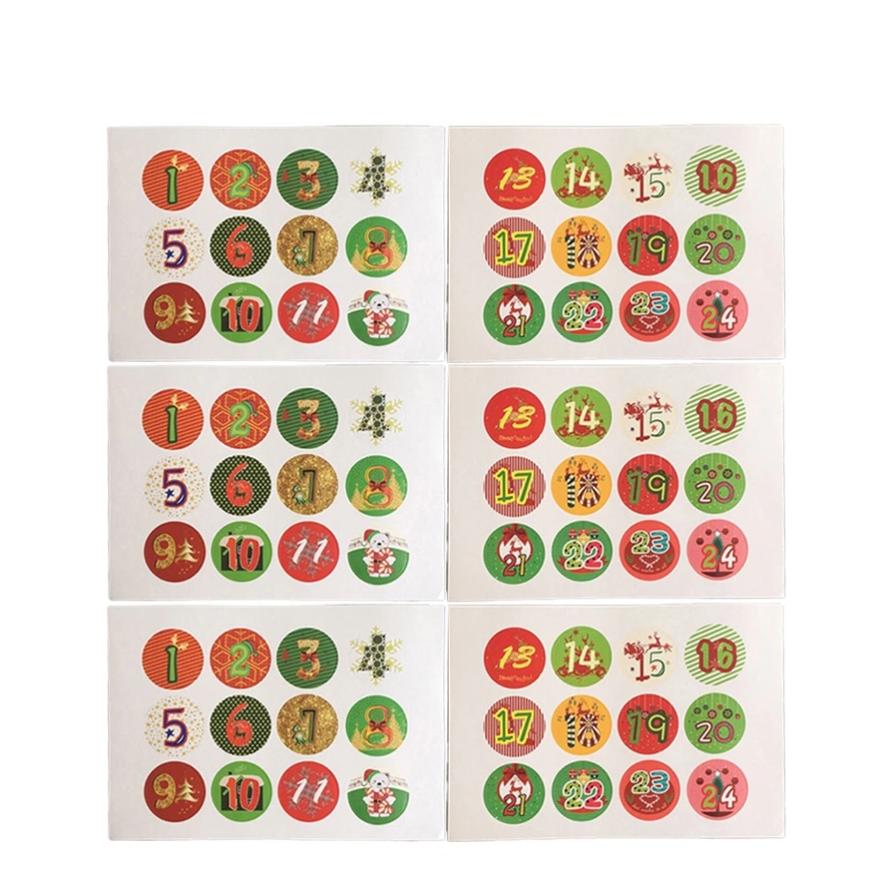 60 Sheets Christmas Sealing Stickers Round Sealing Stickers Christmas Number Sealing Stickers