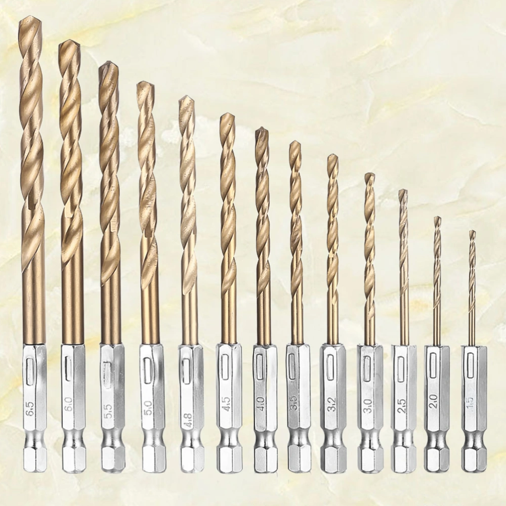 2 Sets of Hex Precision HSS Drill Bit Set Titanium Coated High Steel Drill Set for Metal Wood Plastic Aluminum Copper Steel