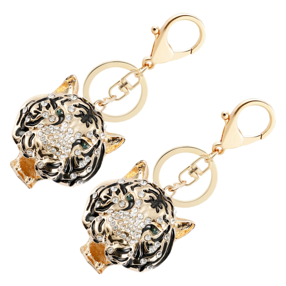 2pcs Tiger Shape Keychain Fashionable Tiger Gift Key Phone Bag Hanging Charm