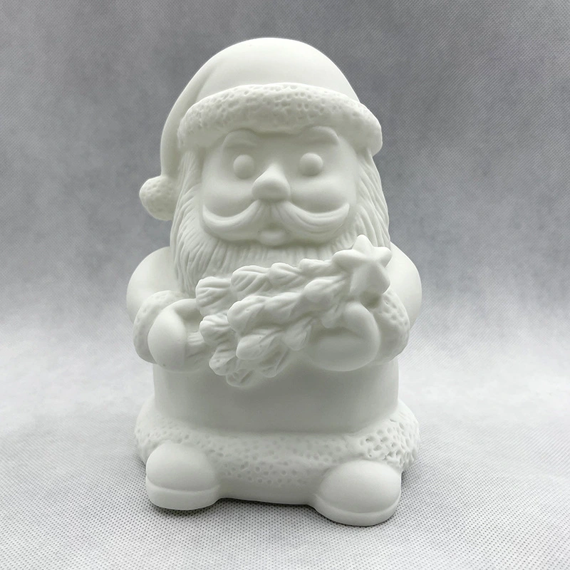 1 Set of Christmas Unpainted Santa Clause Figurine DIY Blank Vinyl Santa Clause with Pigment