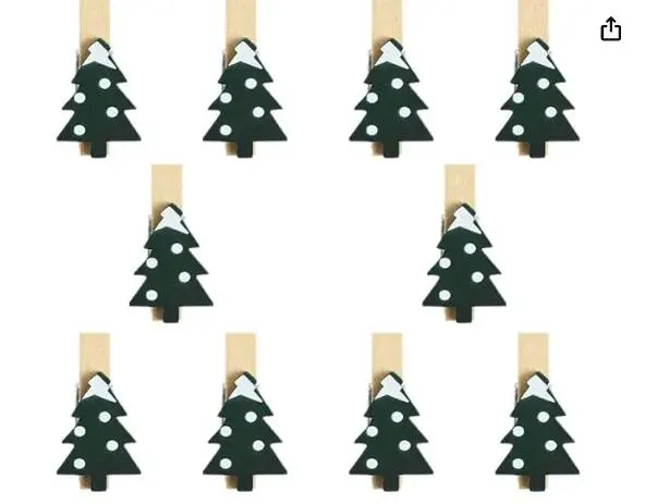 125pcs Photo Clips Christmas Photo Holder Wooden Light String Clips Xmas Clothespins