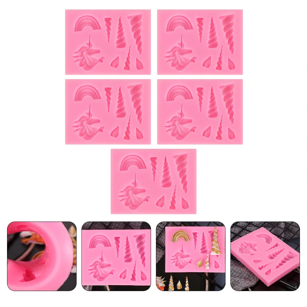 5pcs Silicone Unicorn Mold Silicone Chocolate Mold Silicone Fondant Cake Mold