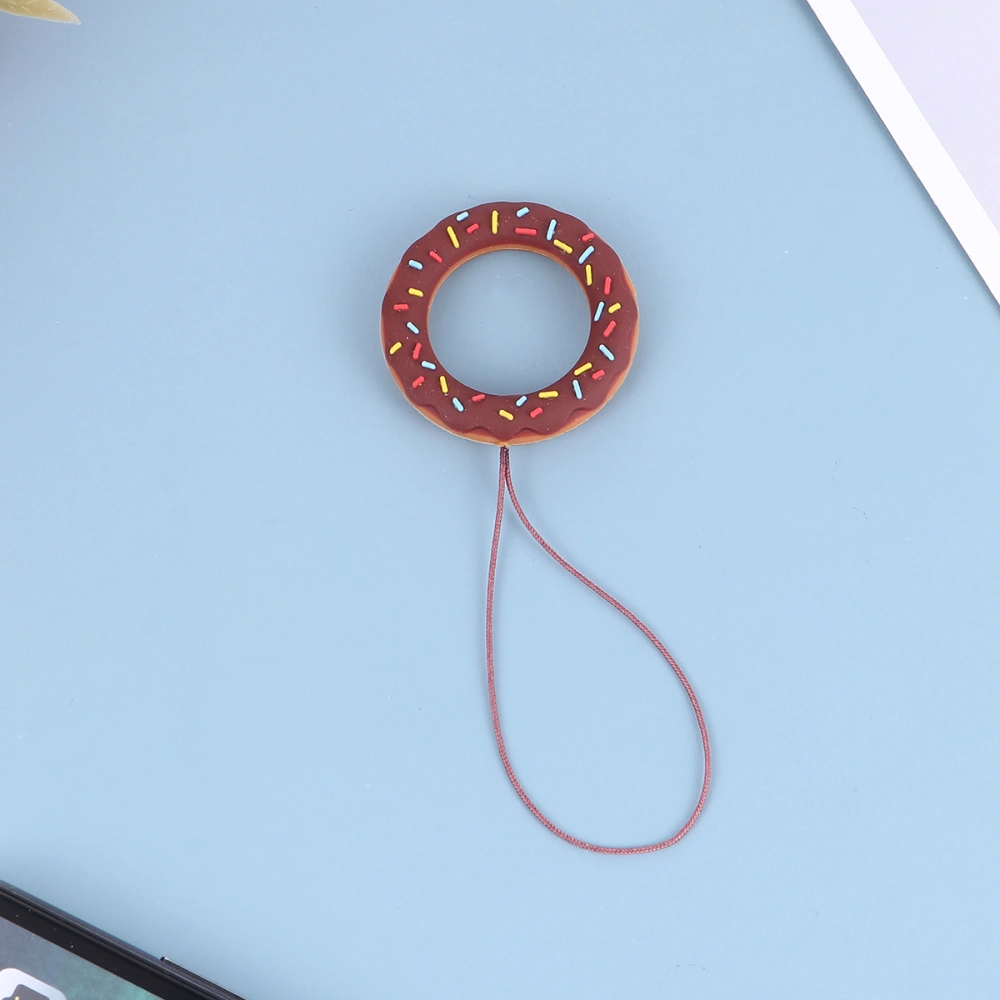 1PC Creative Lovely Mobile Phone Strap Anti-Lost Doughnut Finger Ring Lanyard Hanging Pendant for Phone Camera Keychain (Brown)