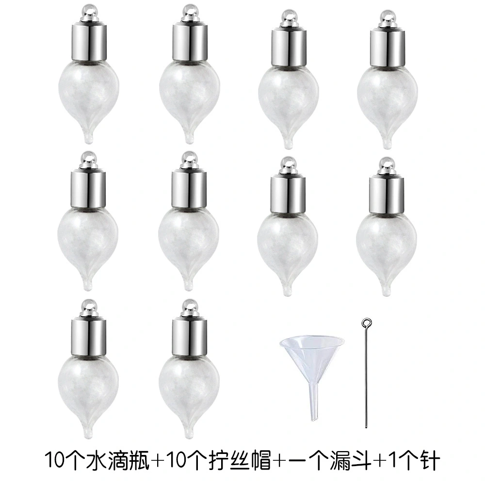 10 pcs Pendant Glass Bottles Empty Glass Bottles Mini Refillable Perfume Bottles with Lids