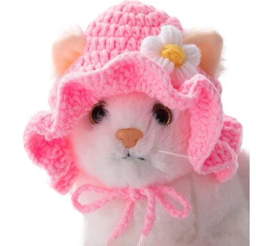 Cartoon Design Knit Cat Hat Cute Dog Hat Soft Cat Hat Halloween Christmas Party Pet Costume