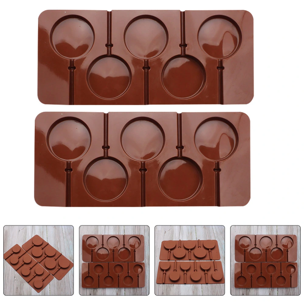 2PCS DIY Lollipop Molds Round Chocolate Silicone Molds Baking Tool