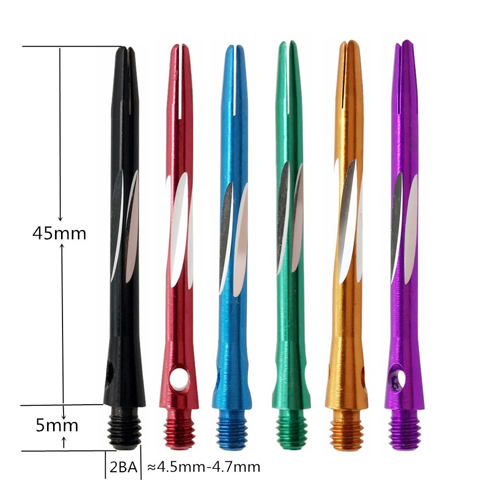 6pcs Delicate Carved Dart Rod Professional Metal Dart Shafts Darts Accessories Metal Stems Alloy Pole Rod (Black Red Blue Green Purple and Golden)