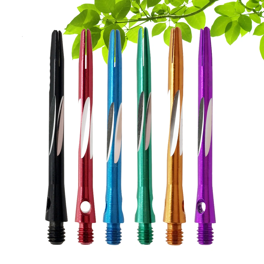 6pcs Delicate Carved Dart Rod Professional Metal Dart Shafts Darts Accessories Metal Stems Alloy Pole Rod (Black Red Blue Green Purple and Golden)