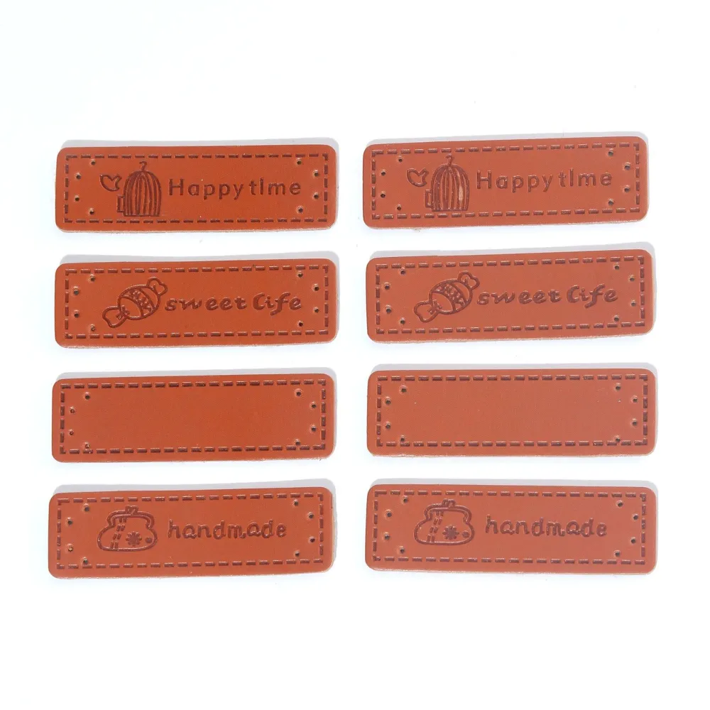 120Pcs Sewing Leather Labels Leather Tags Sewing Clothes Labels Sew On Labels for Clothing