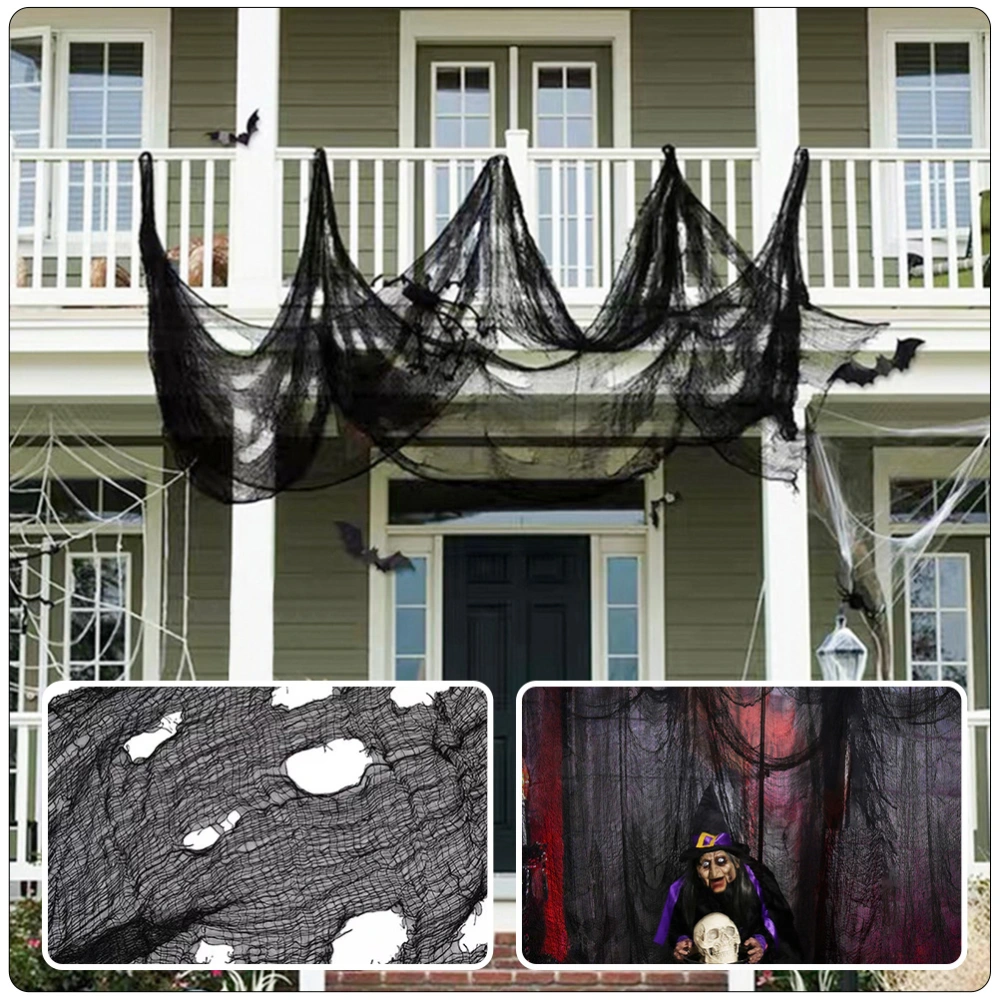 2pcs Festival Gauze Ornament Halloween Gauze Scene Ornament Haunted House Photo Prop