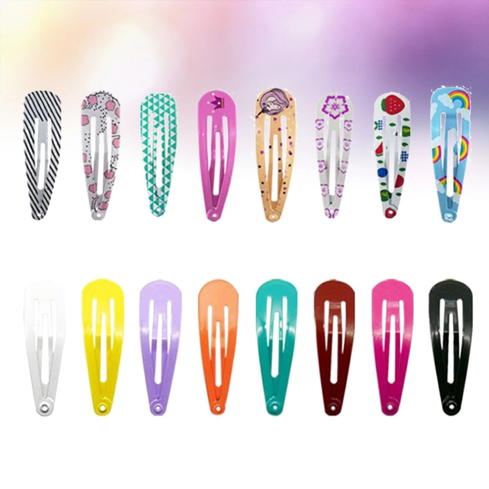 80pcs Water Drop Shaped Hair Clip Hair Pin Hair Accessory Beautiful Printed Headdress for Baby Girls Mixed Pattern