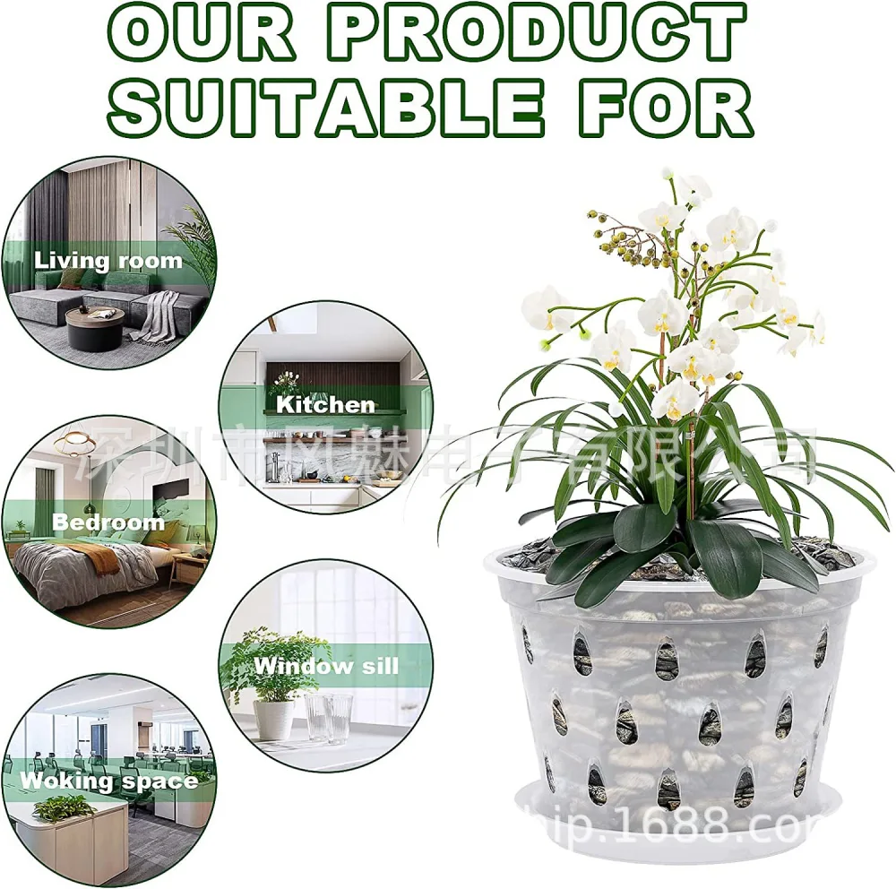 5 Sets Orchid Pots with Drain Holes Plastic Flower Plant Pot Breathable Slotted Orchid Planter