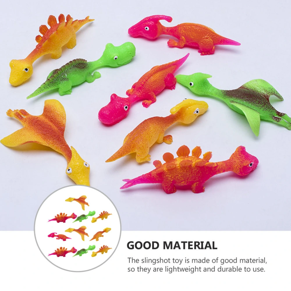 10pcs Dinosaur Flying Stretchy Toys Finger Slingshot Toys Funny Spoof Toys