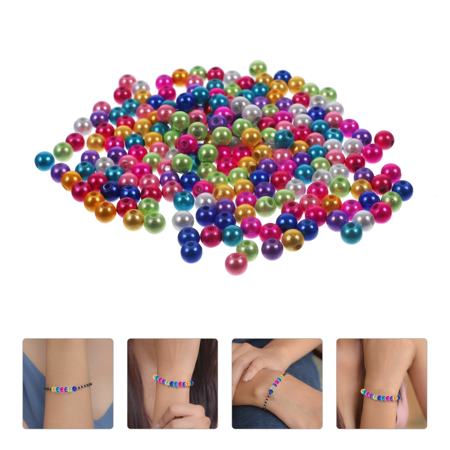 200pcs Acrylic Round Beads Necklace Making Beads DIY Jewelry Making Beads