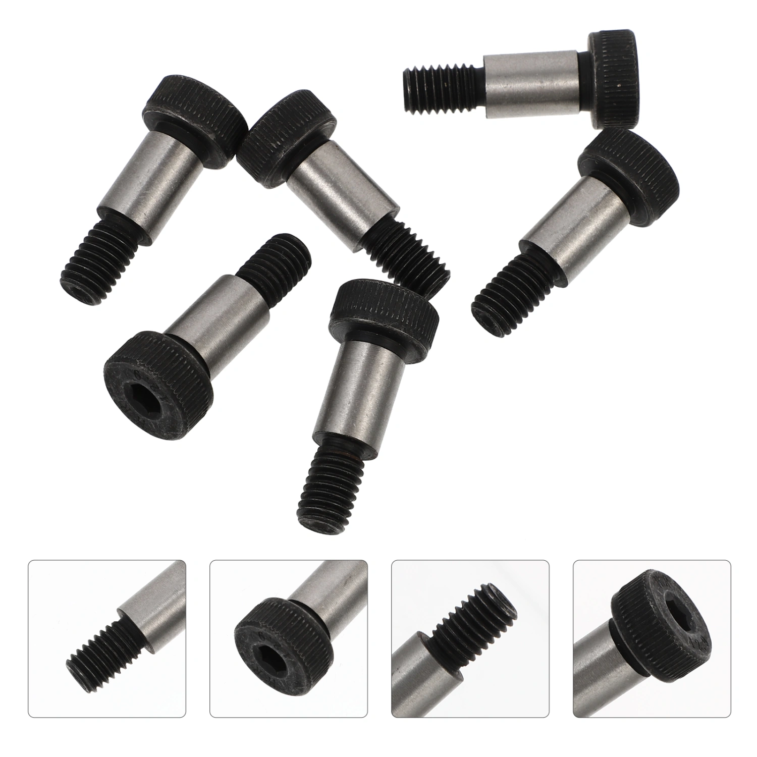 1 Set 6Pcs Hex Shoulder Screws Practical Carbon Steel Shoulder Bolts (Silver)