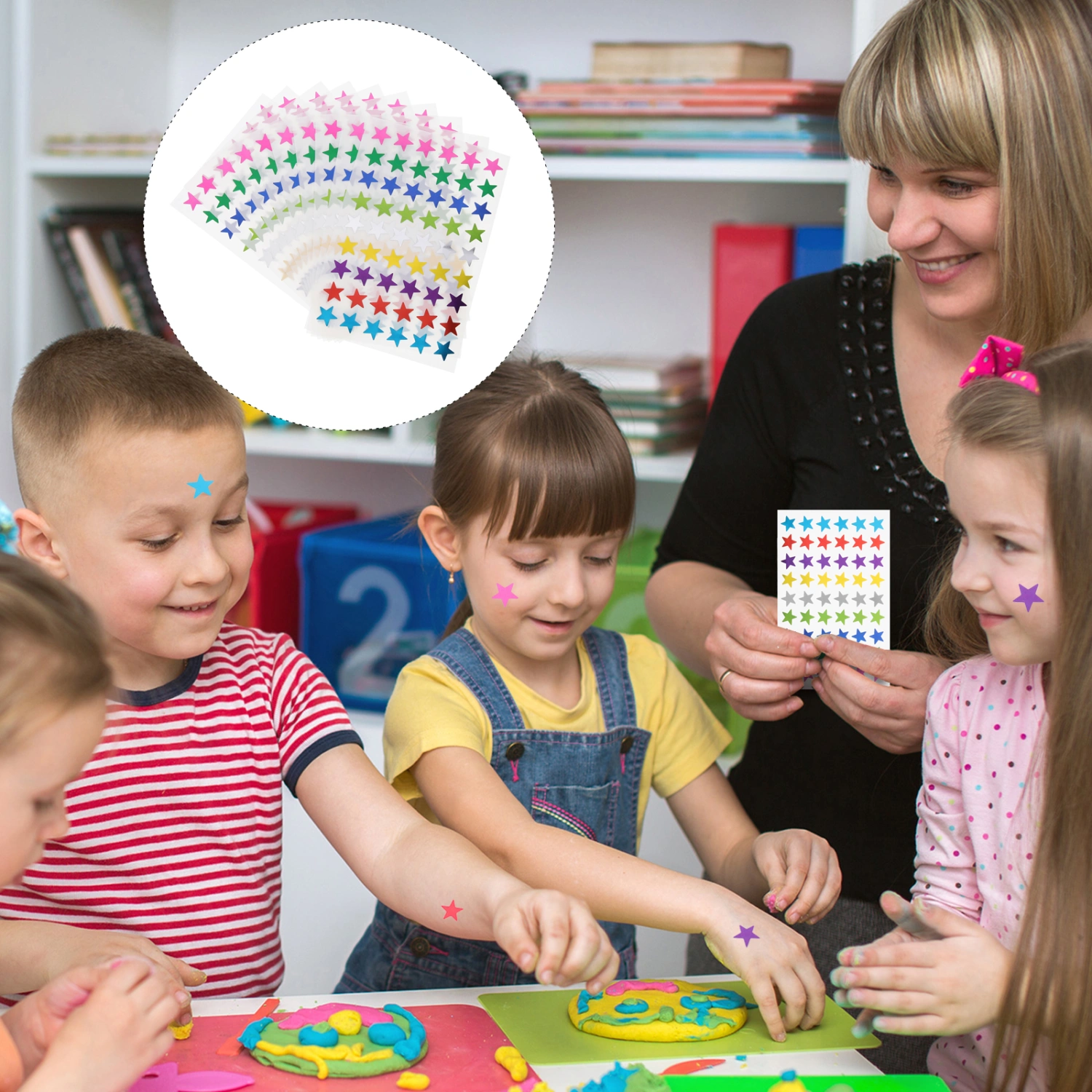 30 Sheets of Star Stickers Kids Reward Stickers Kindergarten Reward Stickers Colored Star Decals