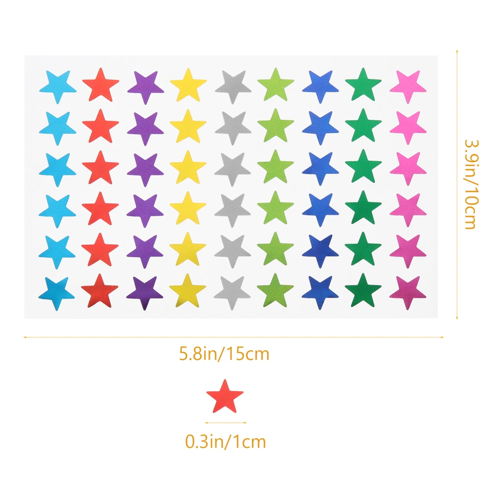 30 Sheets of Star Stickers Kids Reward Stickers Kindergarten Reward Stickers Colored Star Decals