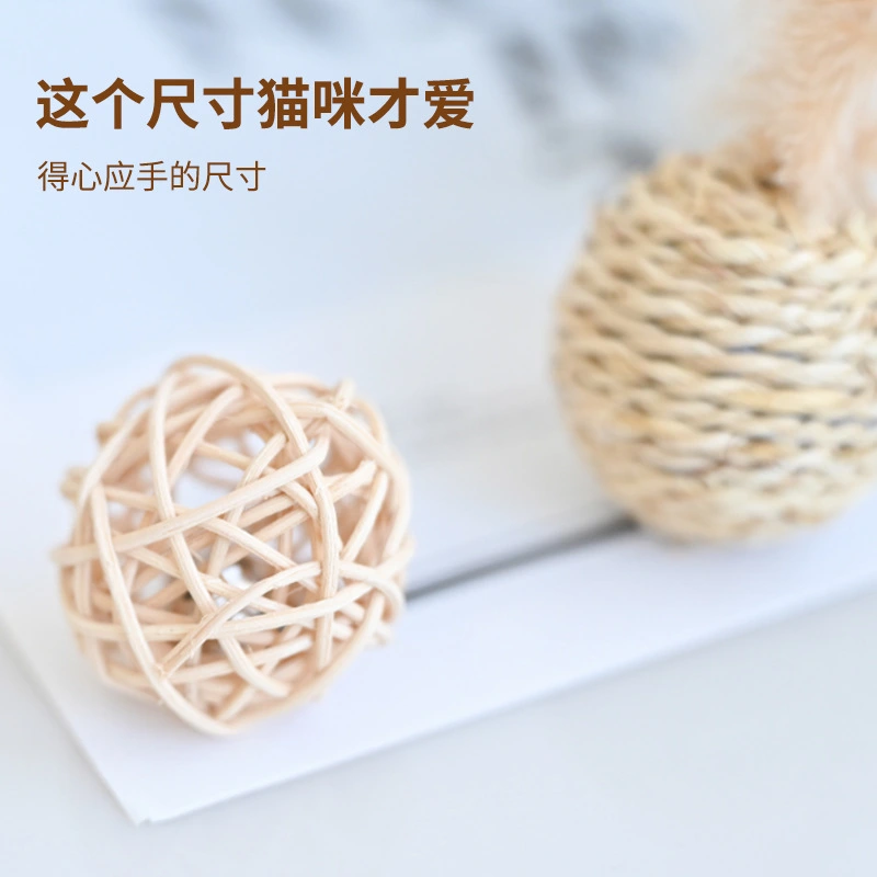 2pcs Rattan Cat Toys Balls Cat Toys Indoor Cats Interactive Toy Cat Chew Corn Braid Toys for Kitten