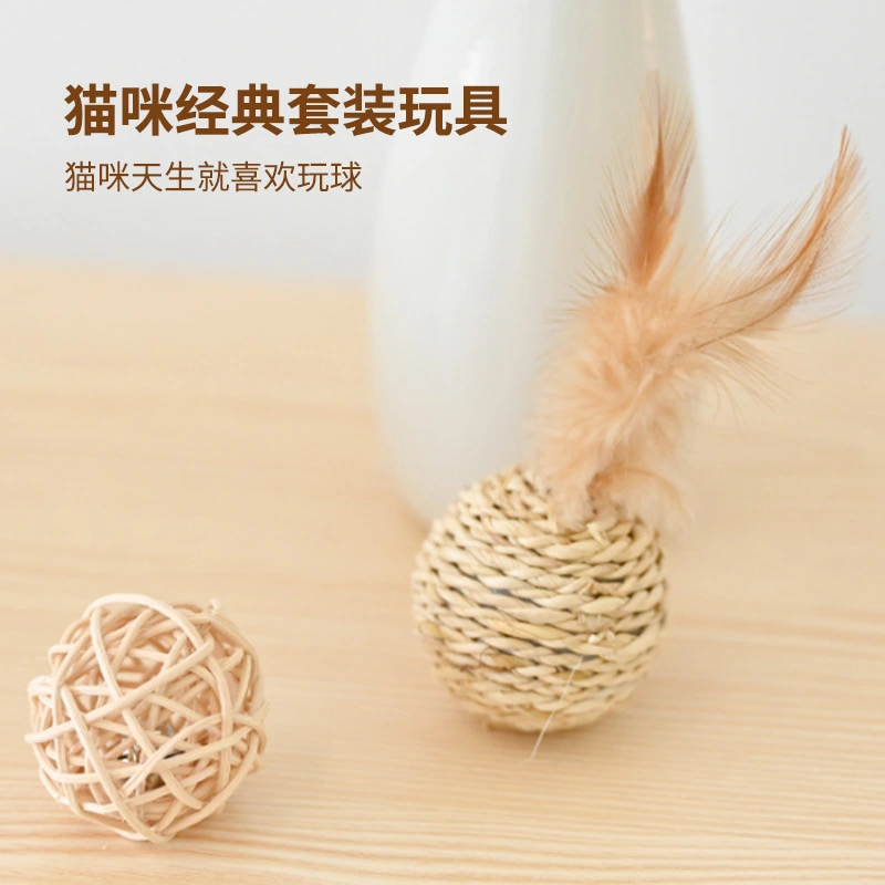 2pcs Rattan Cat Toys Balls Cat Toys Indoor Cats Interactive Toy Cat Chew Corn Braid Toys for Kitten