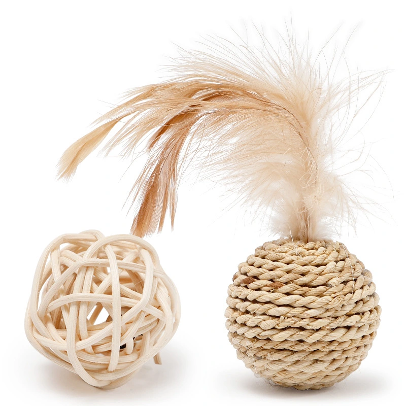 2pcs Rattan Cat Toys Balls Cat Toys Indoor Cats Interactive Toy Cat Chew Corn Braid Toys for Kitten