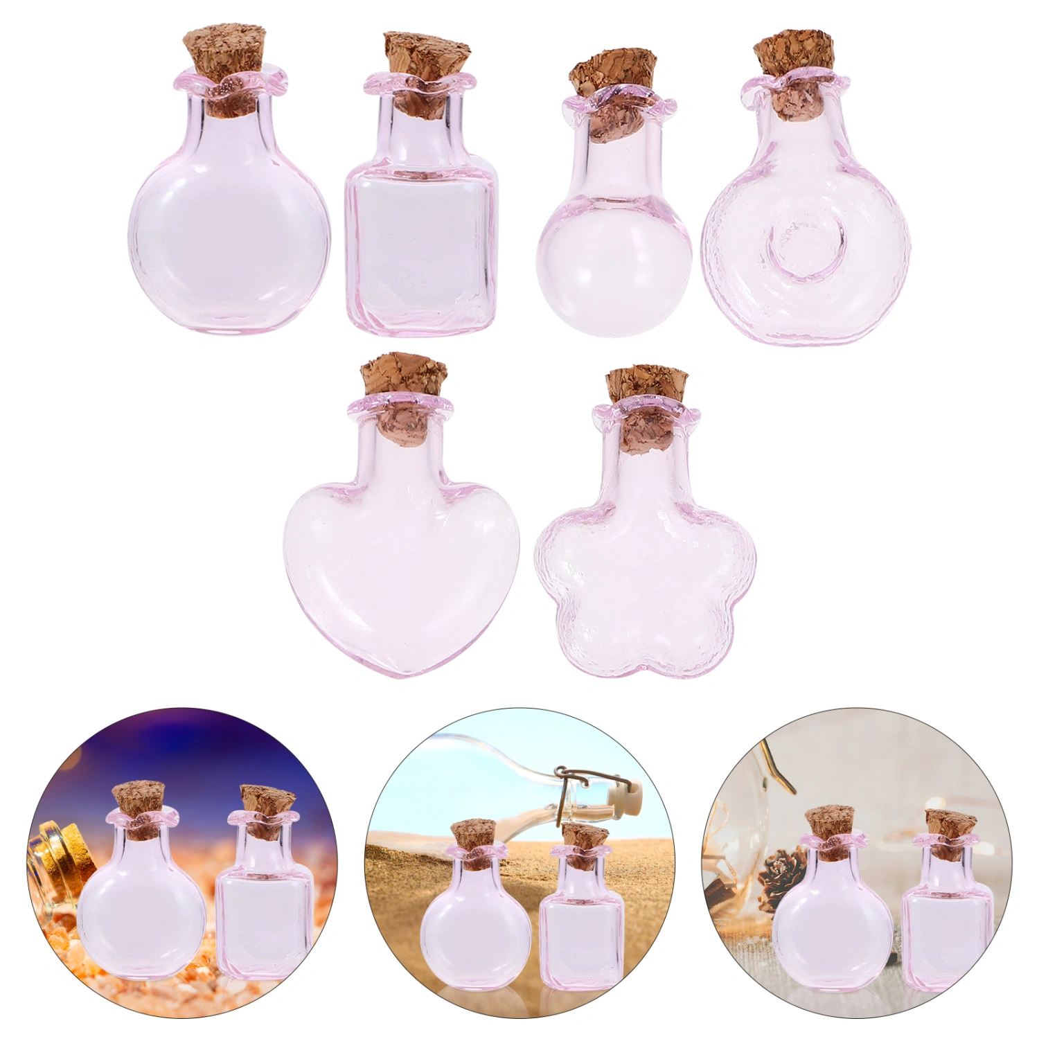 6pcs Mini Glass Bottles With Cork Mini Wishing Bottles Mini Vials Cute Wishing Glass Bottles