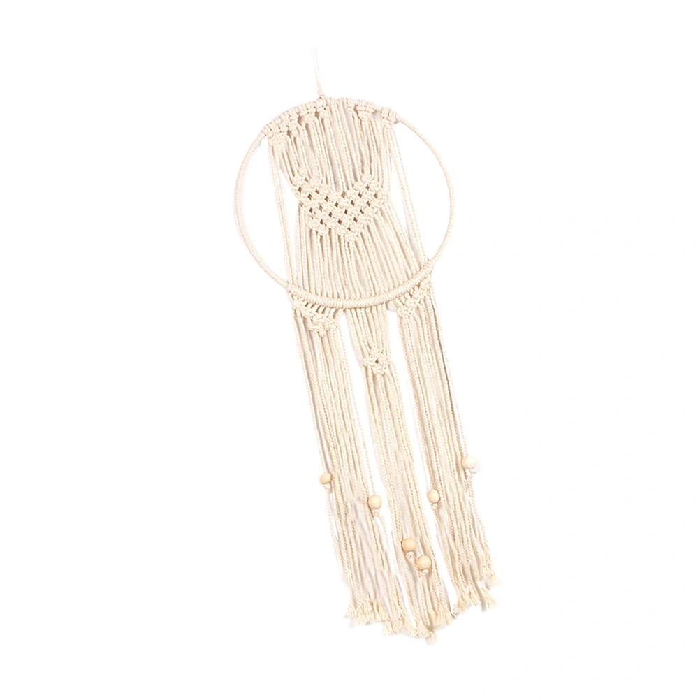 1Pc Dream Catcher Handmade Dreamcatcher Cotton Web Net Wall Hanging Ornament for Kids Girls (Beige)