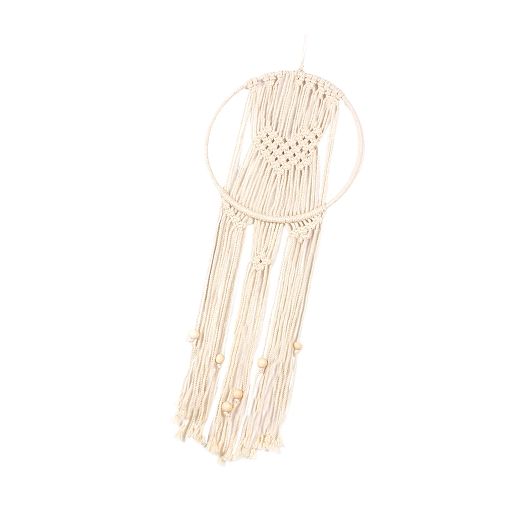 1Pc Dream Catcher Handmade Dreamcatcher Cotton Web Net Wall Hanging Ornament for Kids Girls (Beige)
