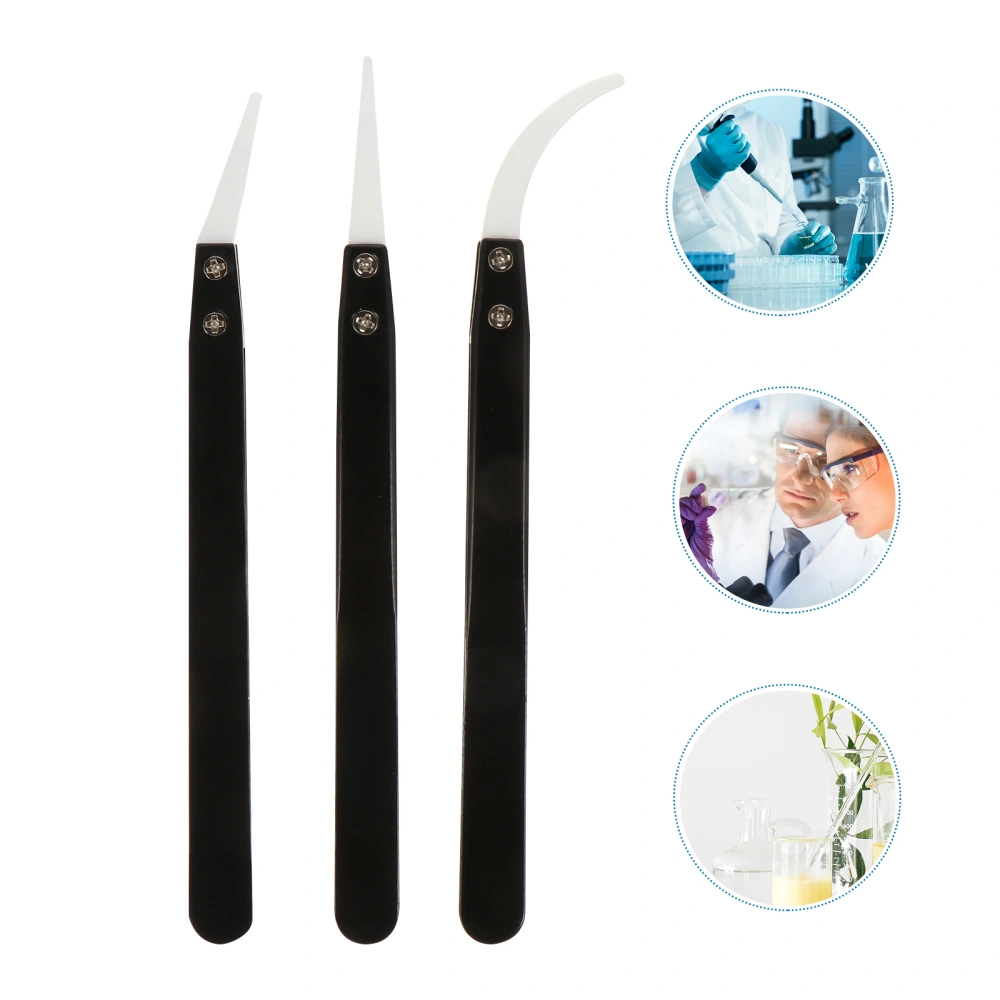 3pcs Precision Ceramic Tweezers Non-Conductive Heat Resistant Tweezers