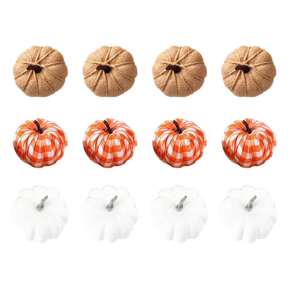 12Pcs Foams Pumpkin Models Halloween Thanksgiving Pumpkin Shape Adornments