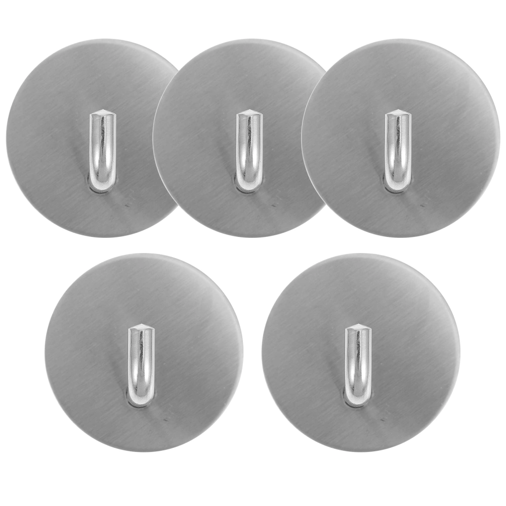 5pcs Free Punch Hook Self-adhesive Hook Wall Hanging Hooks for Bathroom