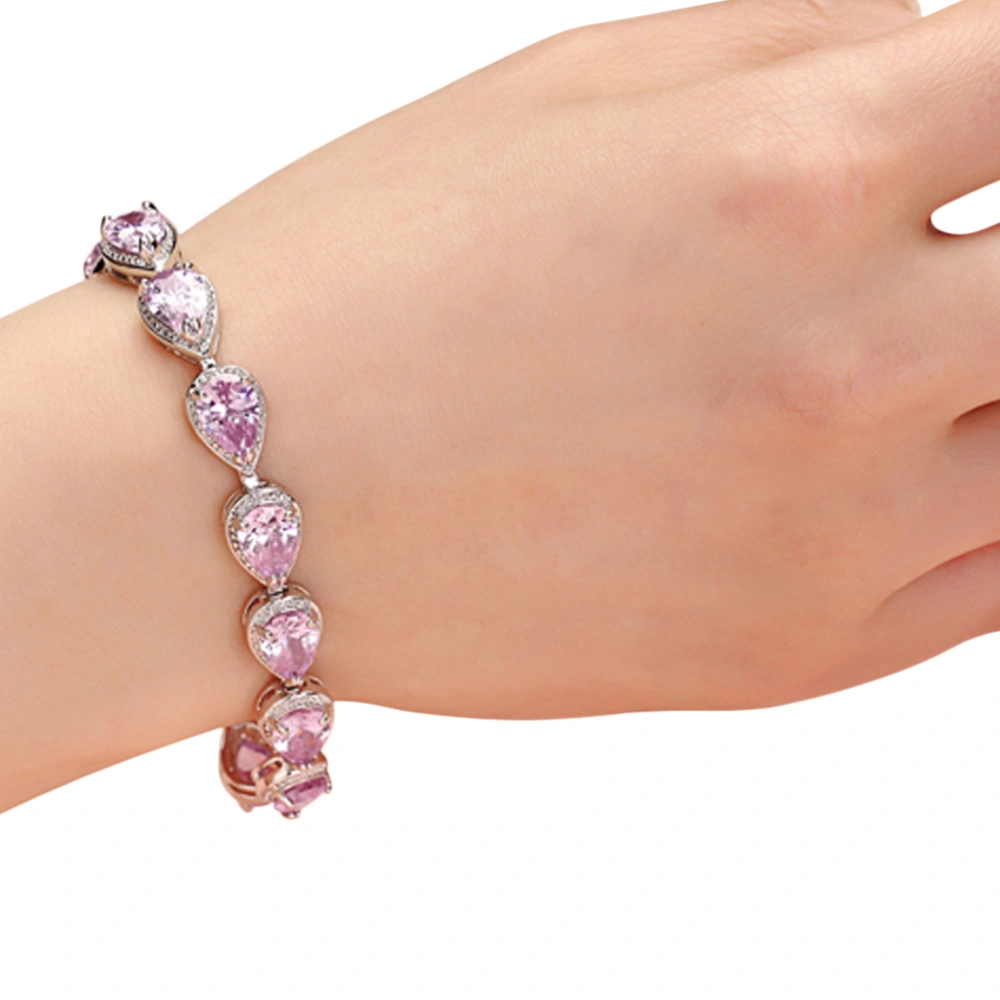 Zircon Bracelet Fashionable Decorative Beautiful Elegant Birthday Bracelet for Lover Friend Family (Pink)