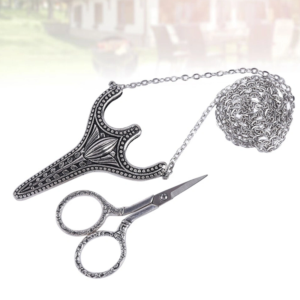 1PC Vintage Chain Scissors Portable Set Shears Thread Cutter Multi-purpose Chaining Shears for Home Use (Silver)