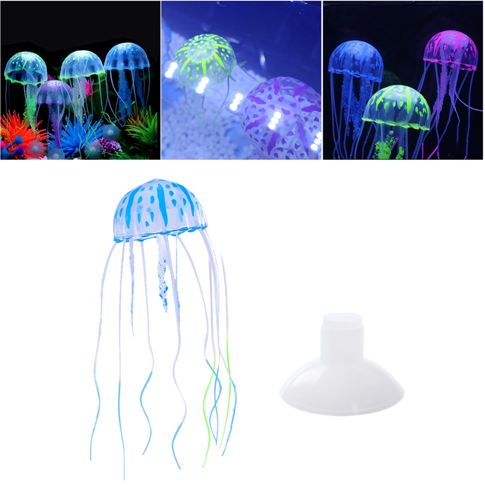 Glowing Effect Artificial Jellyfish Decor for Fish Tank Realistic Fake Jellyfish Aquarium Ornament - Medium Size (Blue)