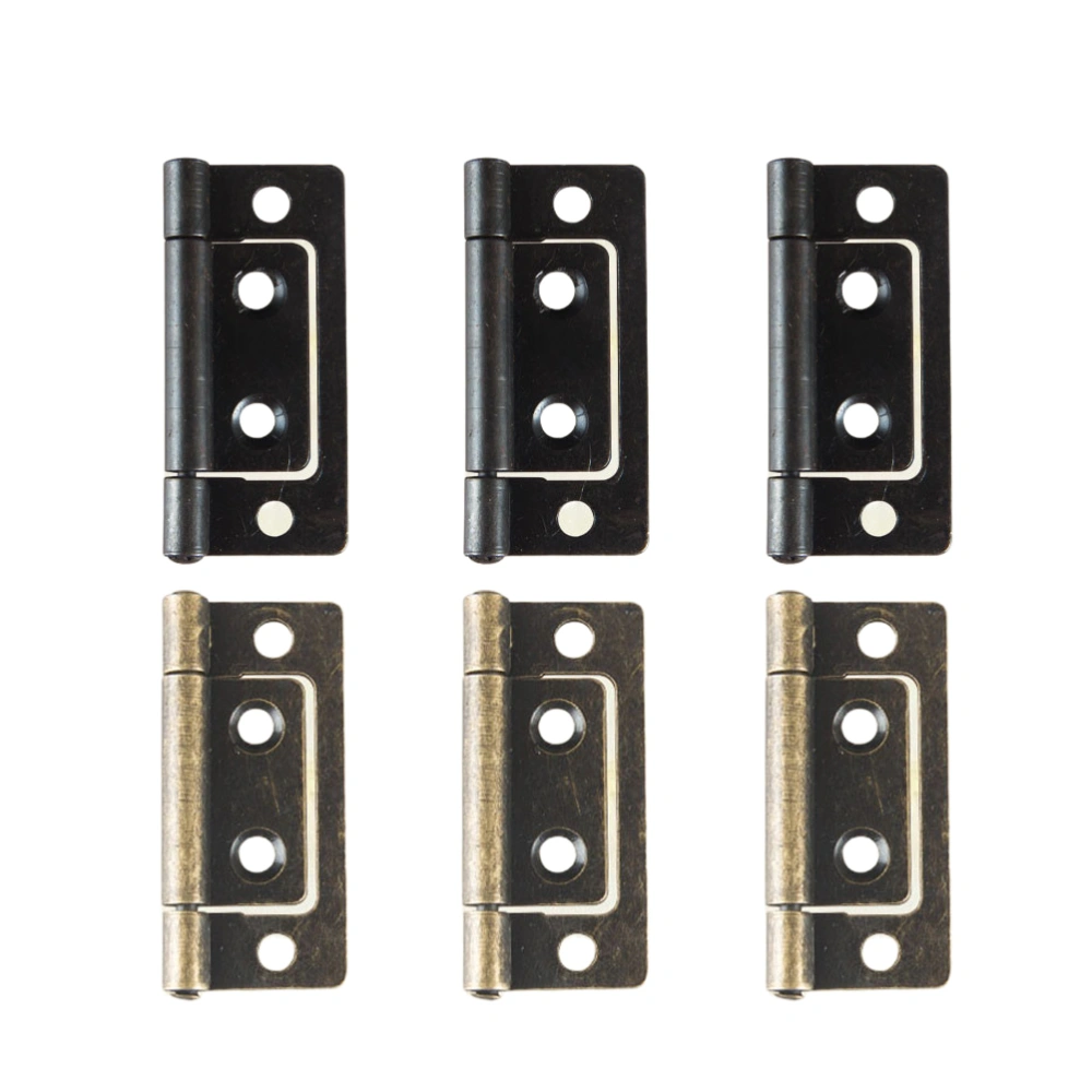 6Pcs Thickened Mute Sub-door Hinge Copper Iron Mute Flat Hinge Door Loose-leaf Hinge Home Decoration Door and Window Folding Accessorie(Black+Bronze)