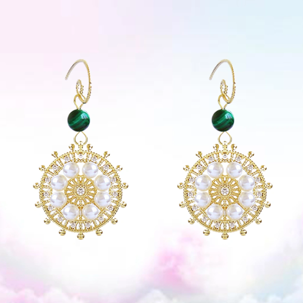 1 Pair of Round Plate Shaped Earrings Fashion Ear Drop All-Match Ear Dangle Women Dangler Golden