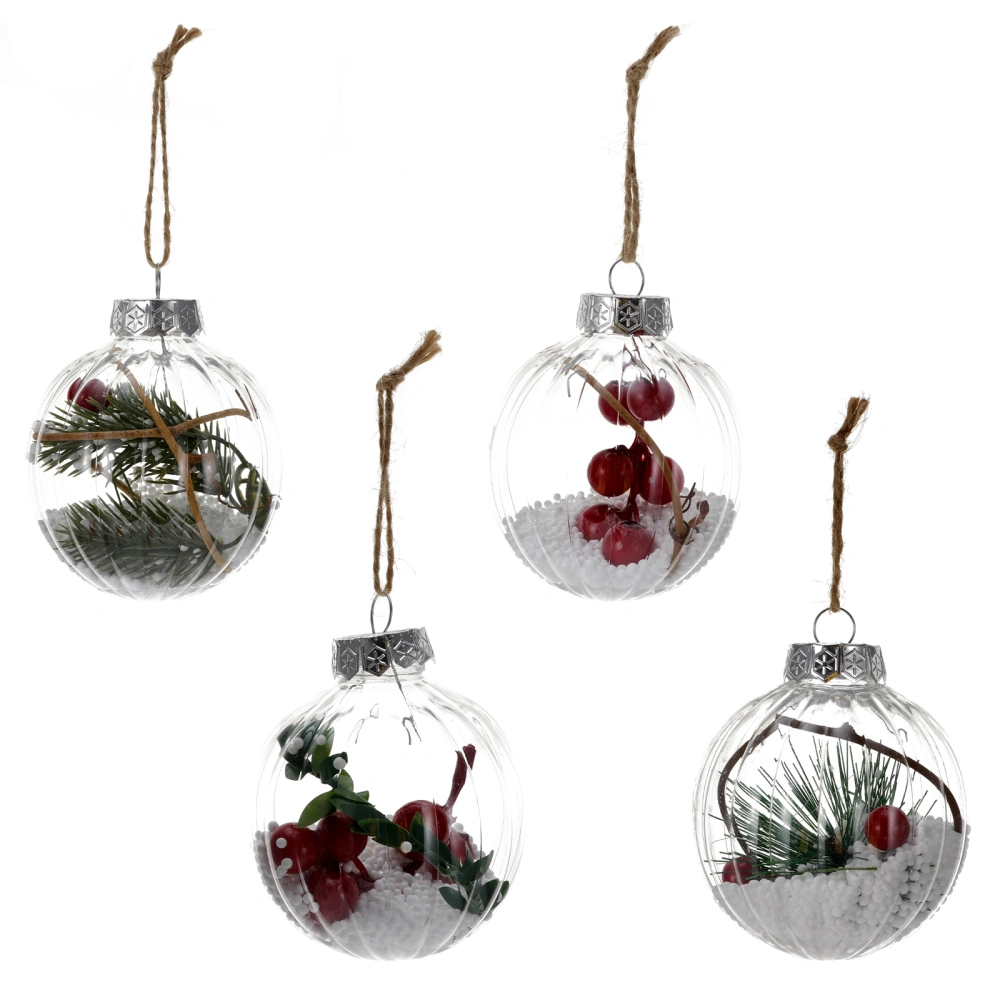 4pcs Christmas Plastic Ball Craft Ornaments Ball Hanging Pendants