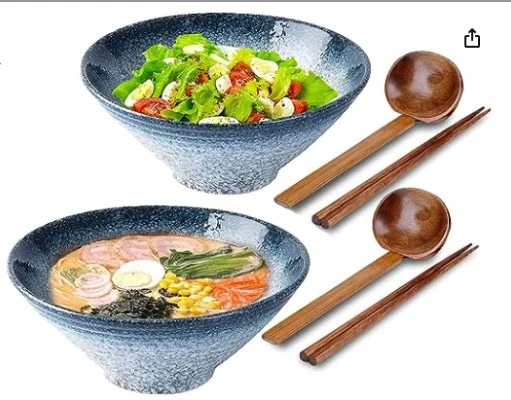 Ceramic Ramen Bowl With Spoons Chopsticks Kit Japanese Style Ceramic Tableware