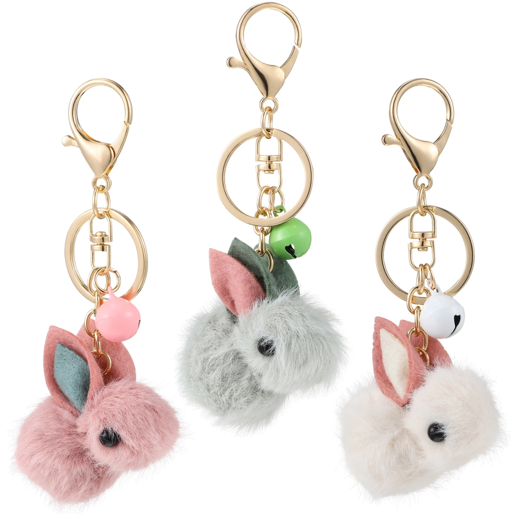 3 Pcs Lovely Rabbit Pendant Keychains Cartoon Bunny Bag Pendants Hanging Ornaments