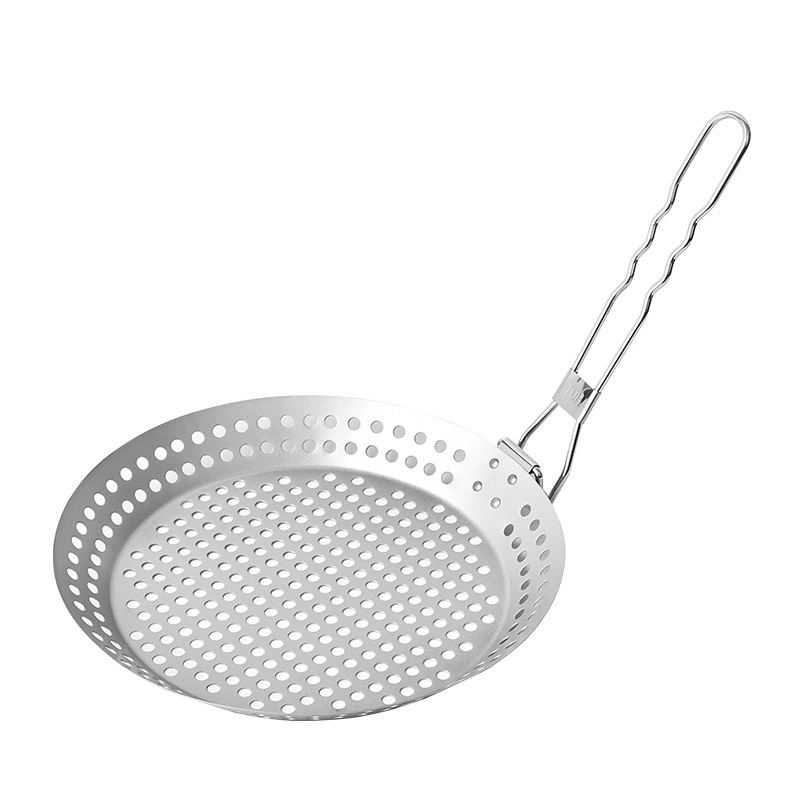 Kitchen Grill Pan Portable Grill Pan Nonstick Grill Pan Hollow Grill Pan with Foldable Handle