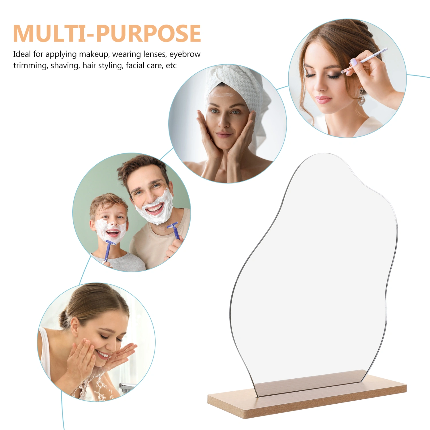 1Pc Home Bedroom Makeup Mirror Irregular Cosmetic Mirror (Assorted Color)