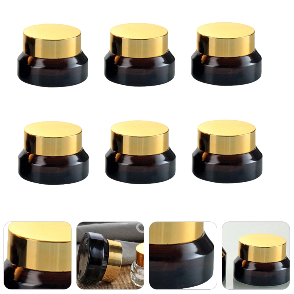 6Pcs Small Glass Bottles Jars Leak-Proof Cosmetics Cream Box Container 15ml